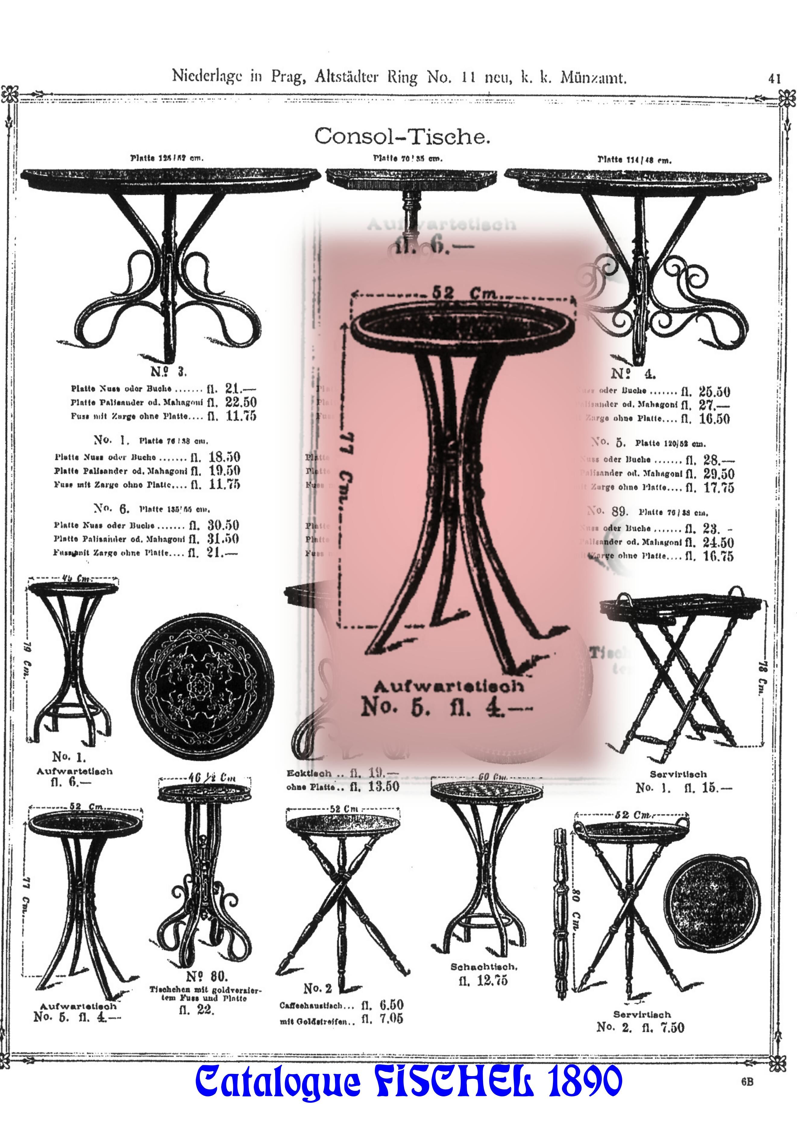 Table d'appoint ou d'entrée par Fischel bistrot 1900