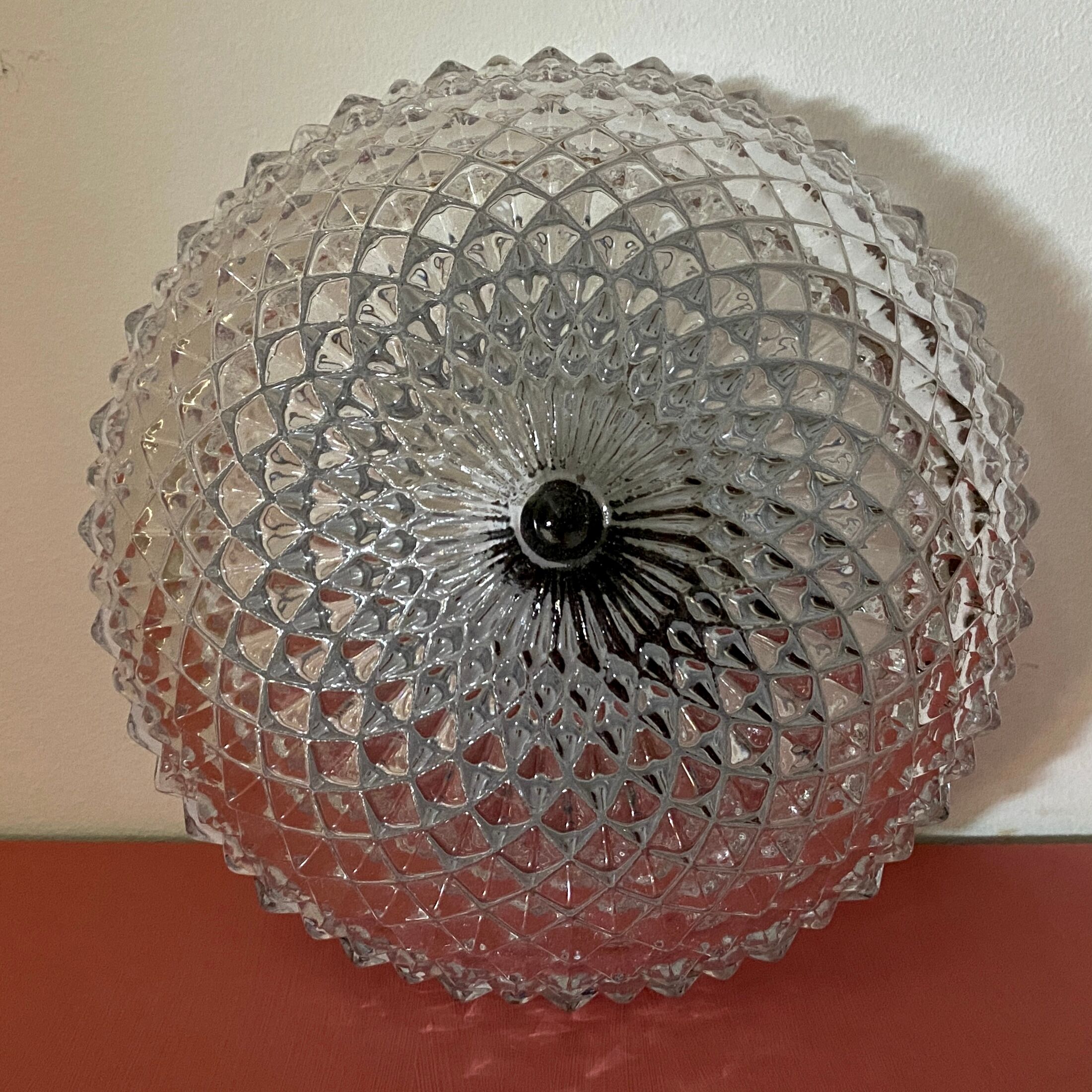 Vintage diamond-tipped glass wall lamp/ceiling lamp
