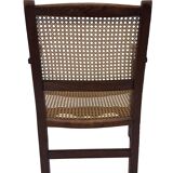 Fauteuil Art Déco en chêne tressé, design minimaliste.