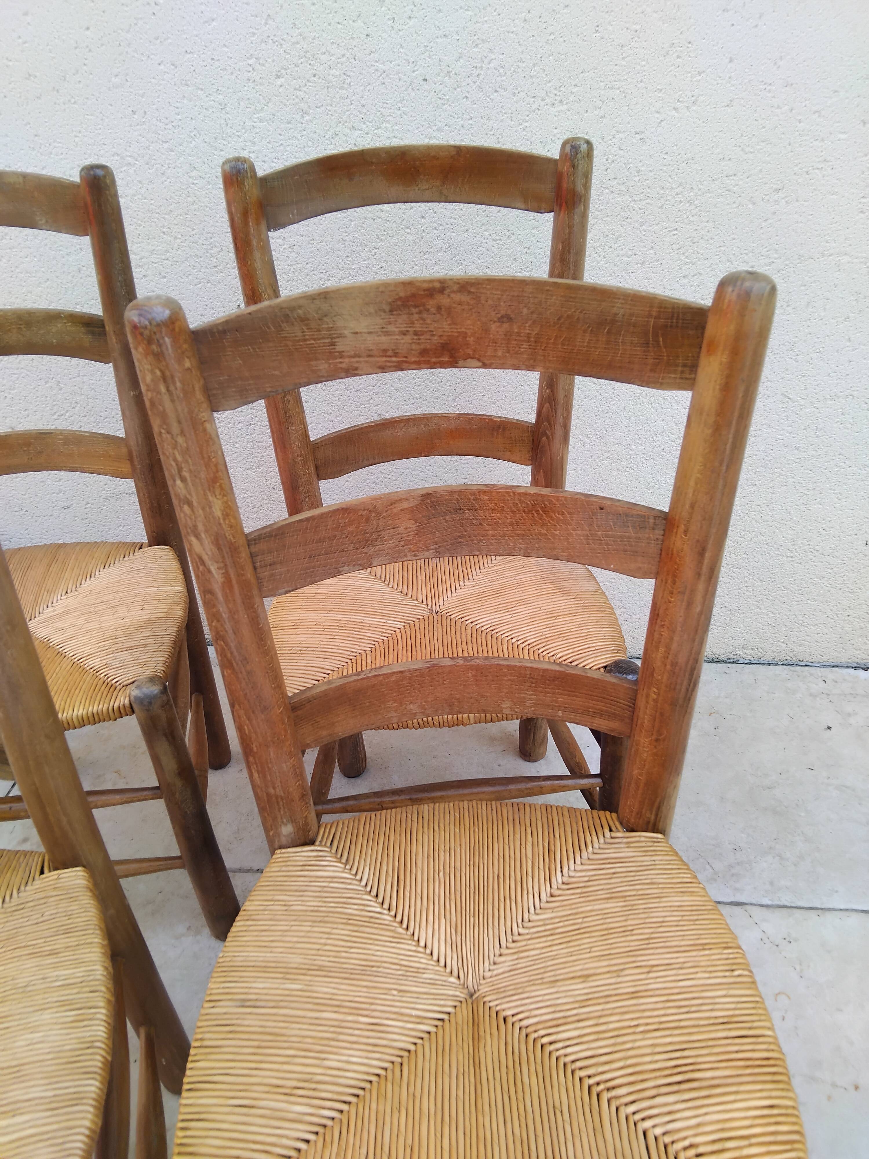 4 vintage straw chairs