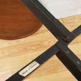 Folding coffee table top round teak Sweden 1950