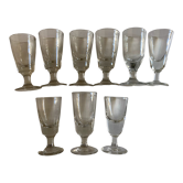 Set of 9 assorted 19th absinthe glasses