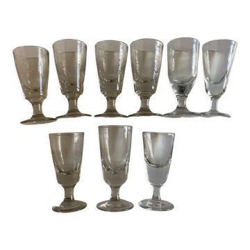 Set of 9 assorted 19th absinthe glasses