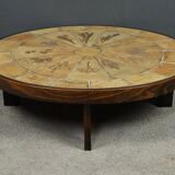 Oval coffee table signed R. Capron, collection les Herbiers, Vallauris – 1960