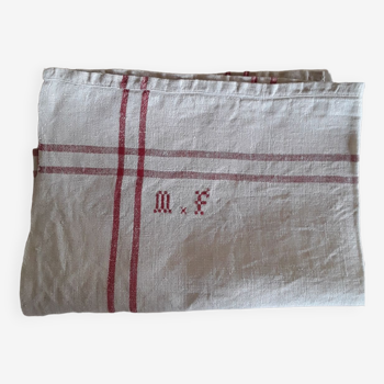 Linen tablecloth with monogram