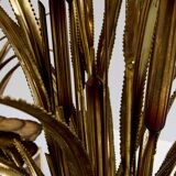 Pair of Maison Jansen brass floor lamps with reeds and water lilies, 1970s