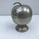 Ancien seau à glace en métal argenté pomme vintage