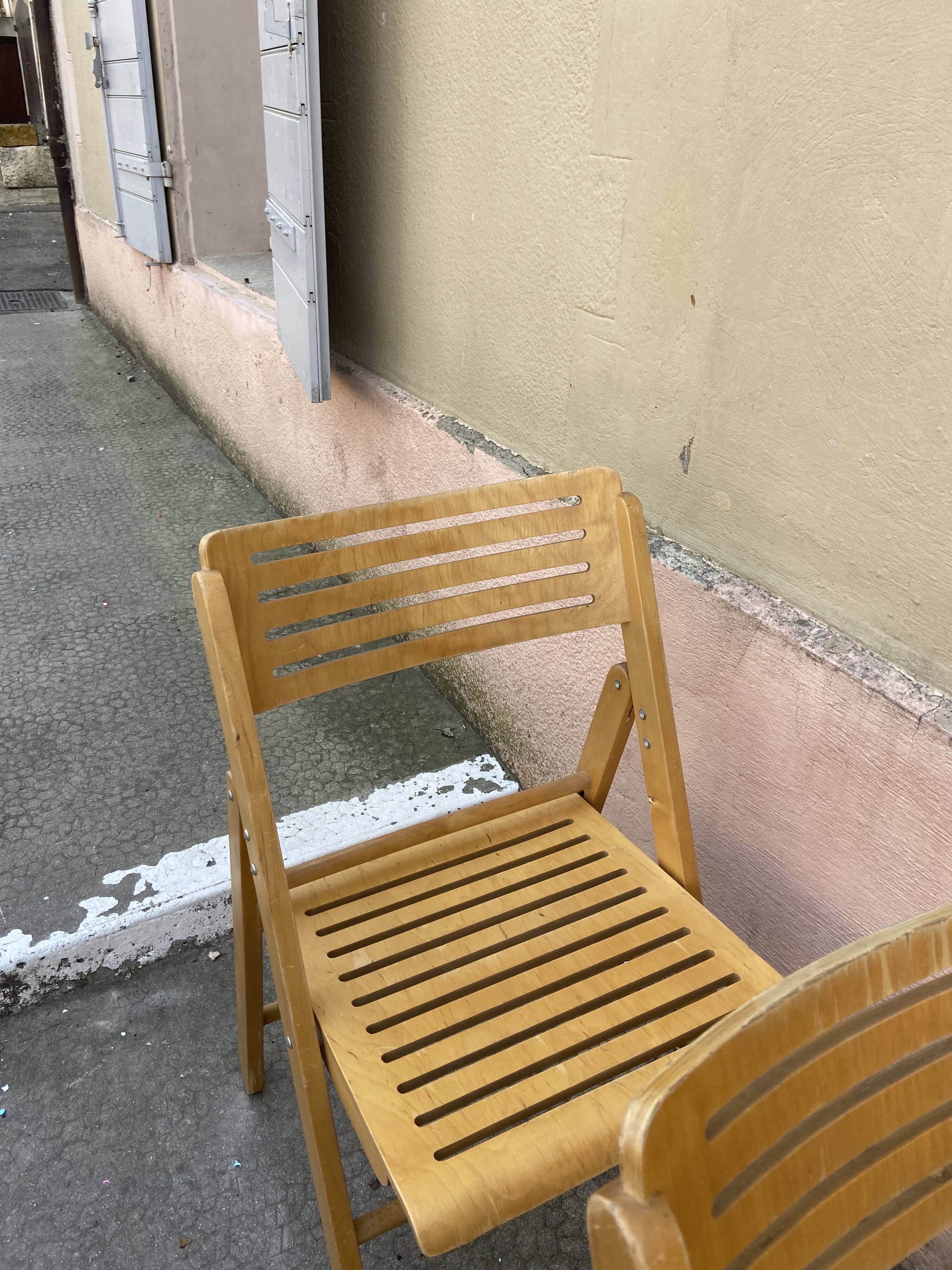 Series of 4 Scandinavian folding chairs 70s