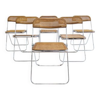 Set of 6 'Plia' folding chairs by Giancarlo Piretti for Anonima Castelli 1970s