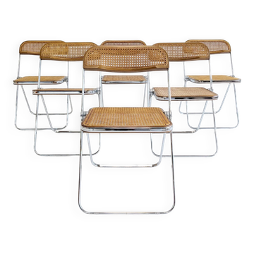 Set of 6 'Plia' folding chairs by Giancarlo Piretti for Anonima Castelli 1970s