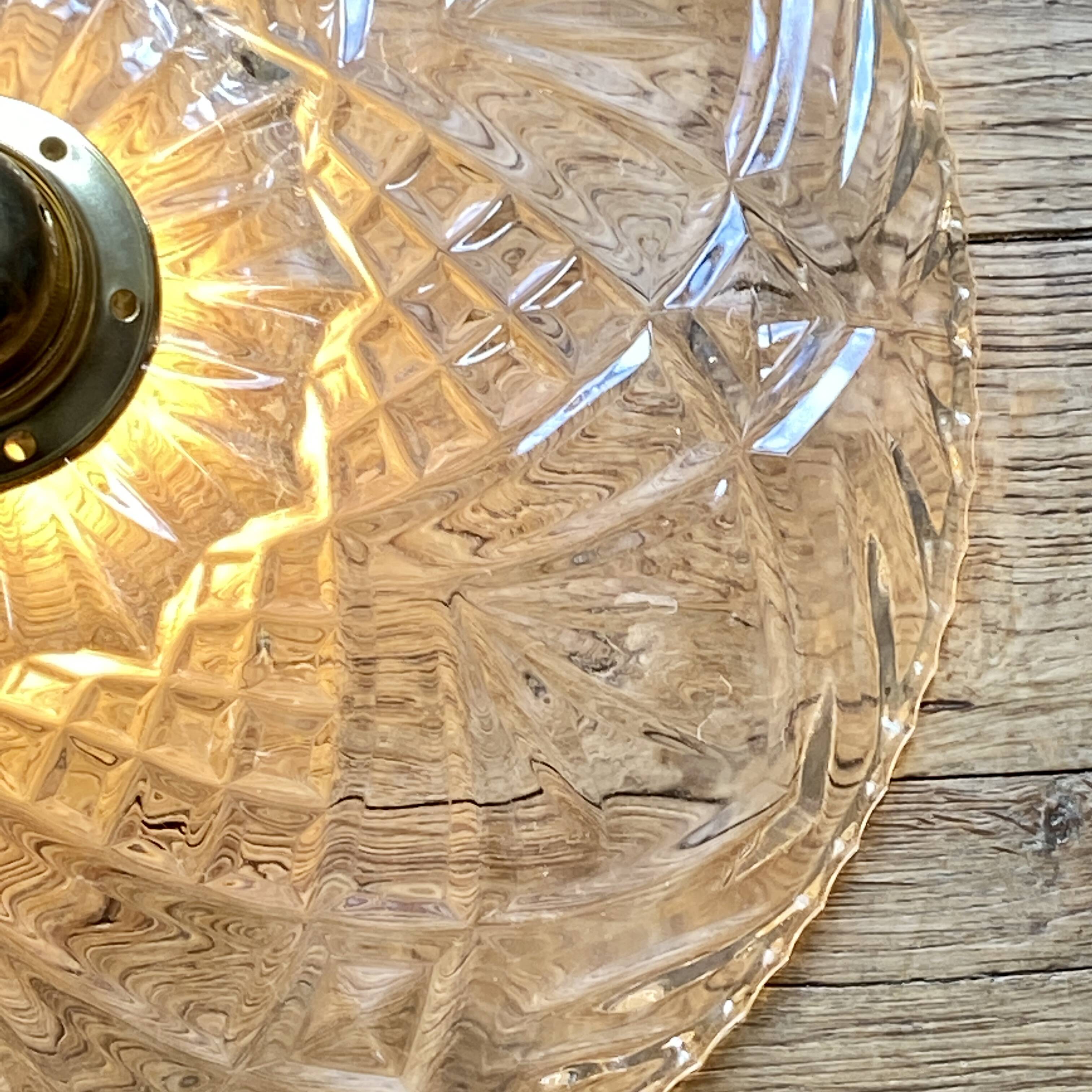 Vintage moulded glass pendant light - tableware collection -