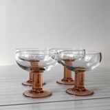 Glasses - round dessert cups feet pink columns