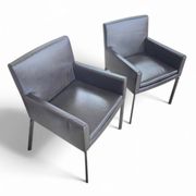 Paire de fauteuils Manet Minotti 2004 / cuir marron foncé / chrome