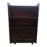 Vintage furniture, bookcase, TV or hi-fi system, sliding door with wheels