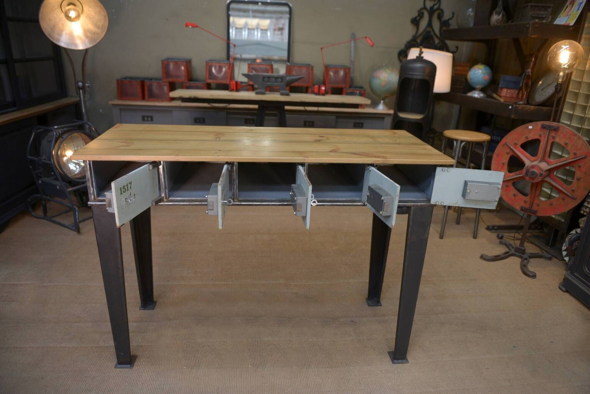 Console furniture from the Banque de France metal 1950