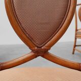 Set of 6 bamboo dining room chairs with geometric upholstery by Gasparucci