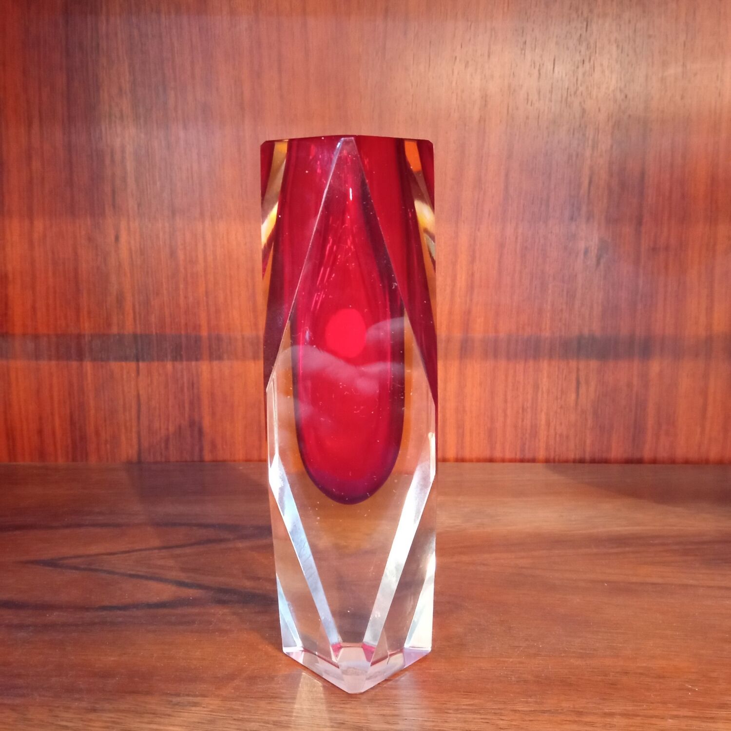 Red vase Flavio Poli Murano