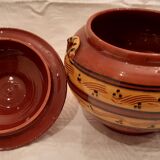 Old glazed terracotta lid jar, 25cm diameter, TBE