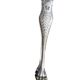 Antique silver-plated sugar tongs with lion's paws.