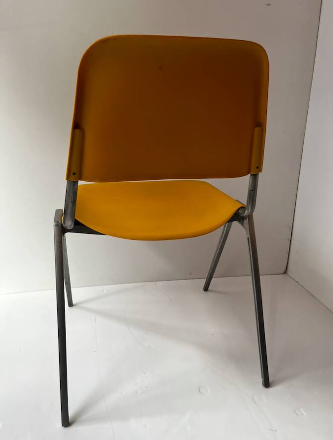 Vintage yellow metal chair Don Albinson for Knoll