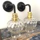 Set of two vintage electrified electrified glass wall lamps
