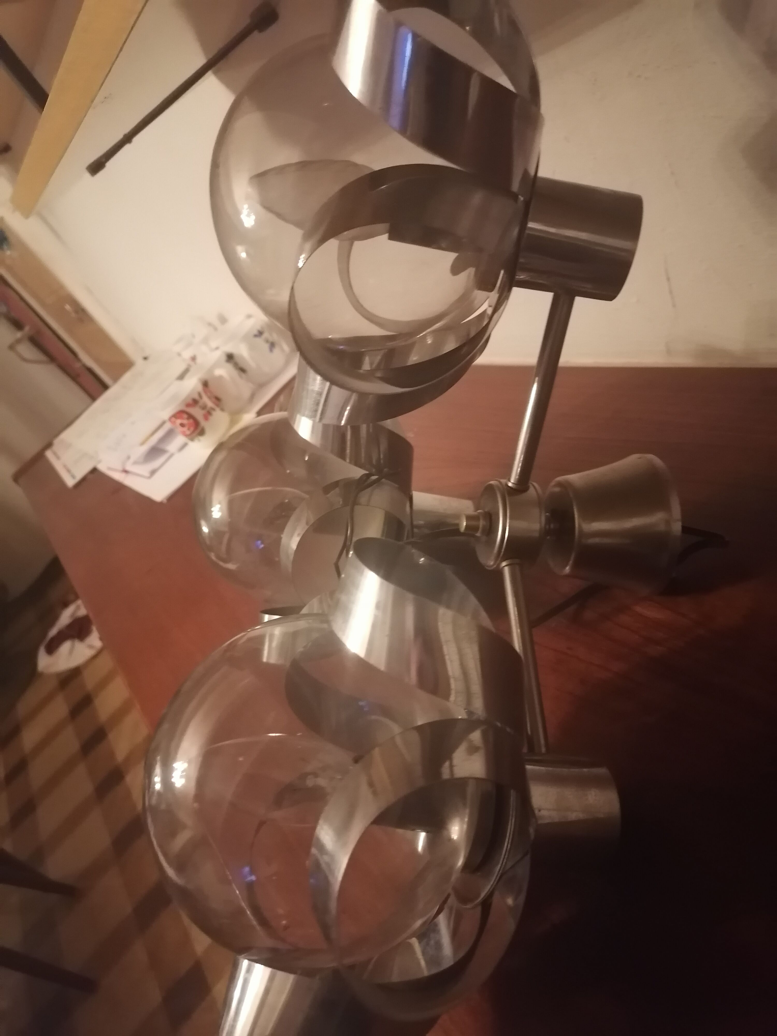 Chandelier chrome flowers 3 balls 1970