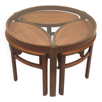 Scandinavian teak and glass nesting coffee table