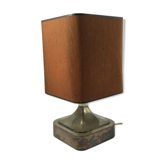 1970 modernist chrome metal lamp with fabric lampshade