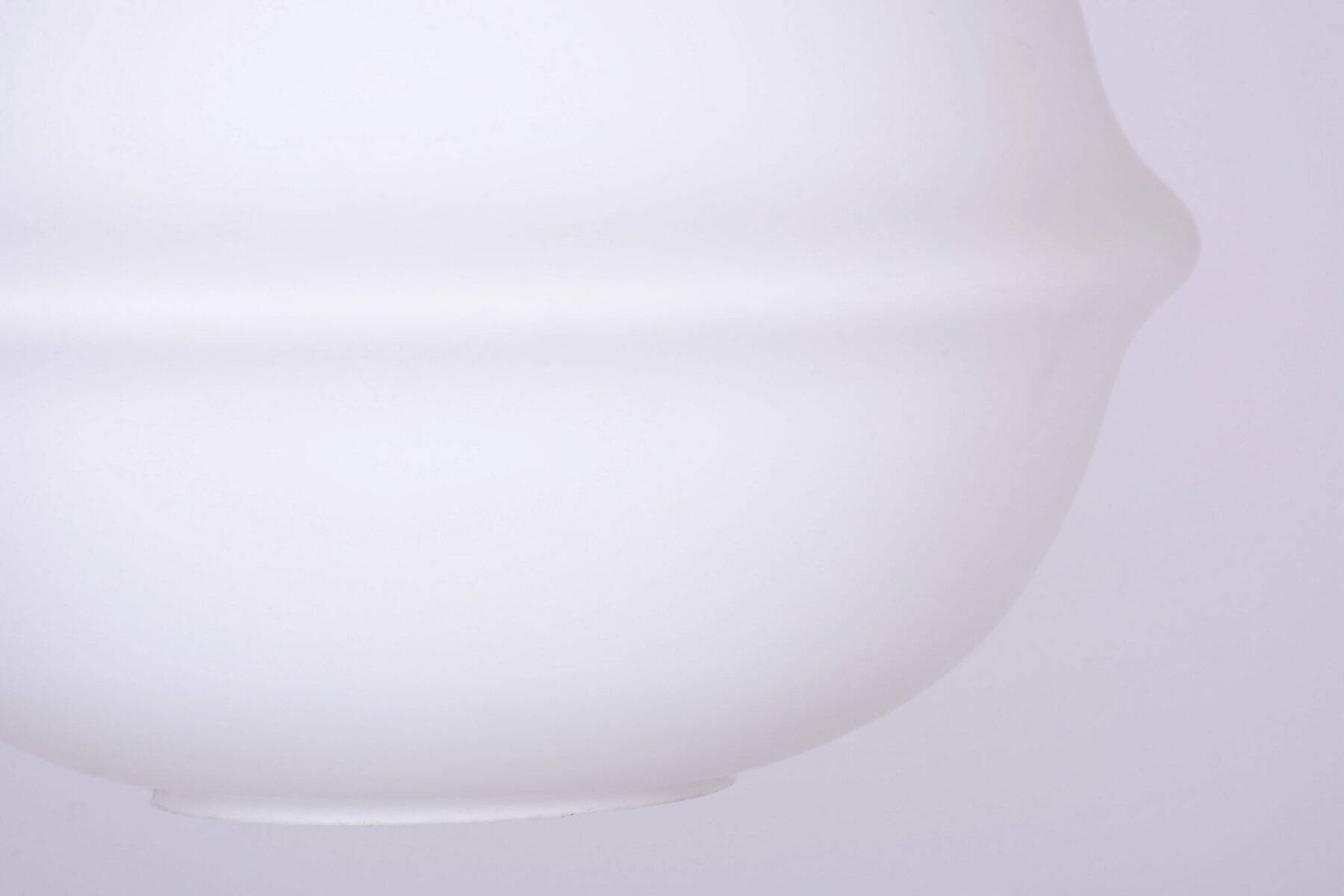 Mid-Century Modern Pendant Light in Brass and Opaline Glass from Kamenický Šenov, 1960s