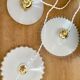 Three-light cascading pendant lamp with vintage white opaline lampshade