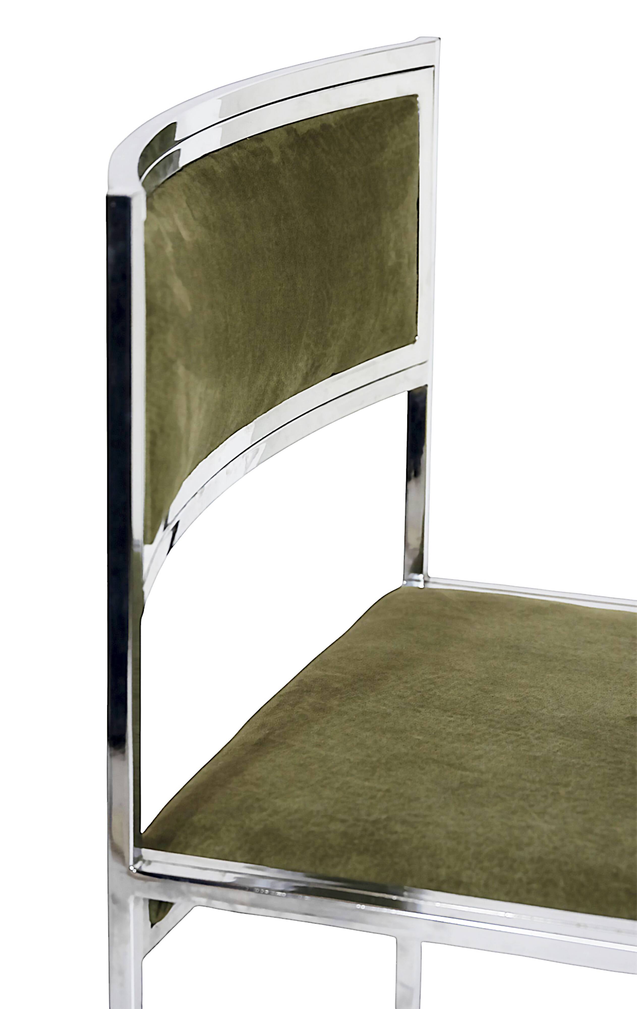 Set of 4 Mid-Century Italian Chrome Chairs by Willy Rizzo