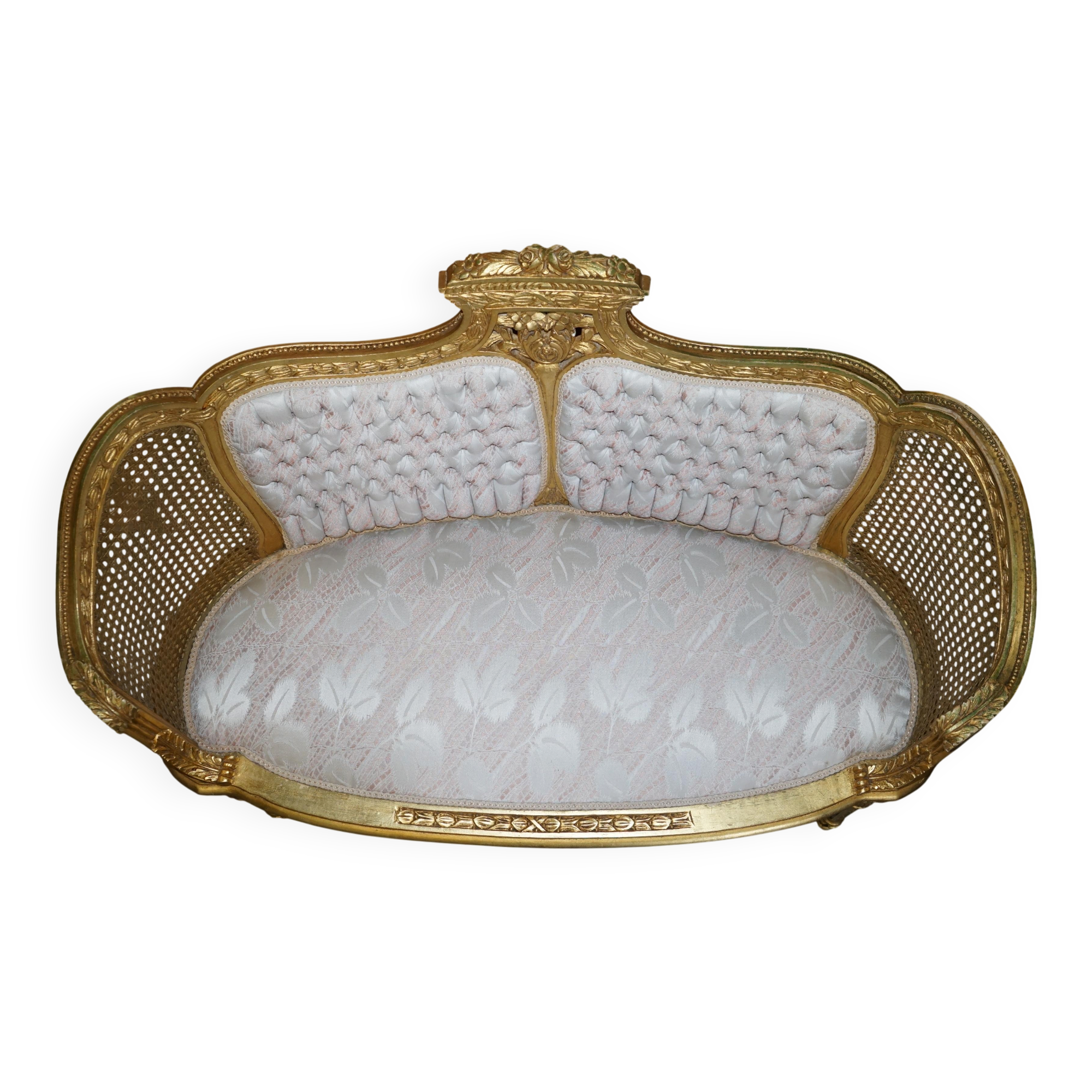 Louis XVI Napoléon III Bergère Canapé in gilded wood