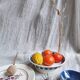 Badonviller Round Foot Dishes Blue Harlequin Patterns "Marie"