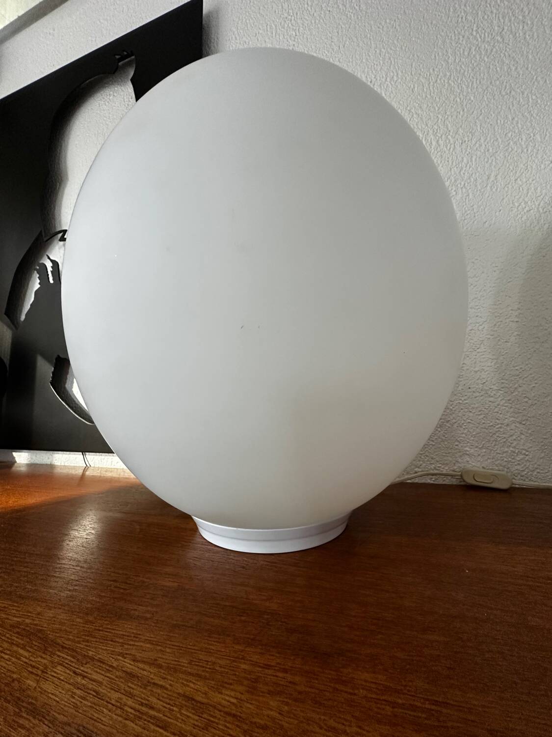 Two opal glass egg lamps