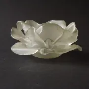 Vintage French Art Deco Frosted Satin Glass Rose Petal Flower Lamp Shade