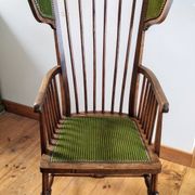 1900s Arts and Crafts style tapered wingback armchair