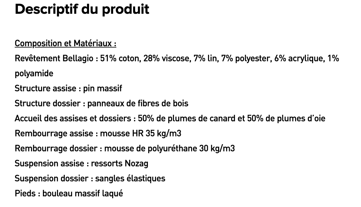 POSADA sofa 3 places HABITAT fabric Bellagio - Lagoon Green