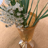 Iridescent glass vase with floral motifs in 40s style