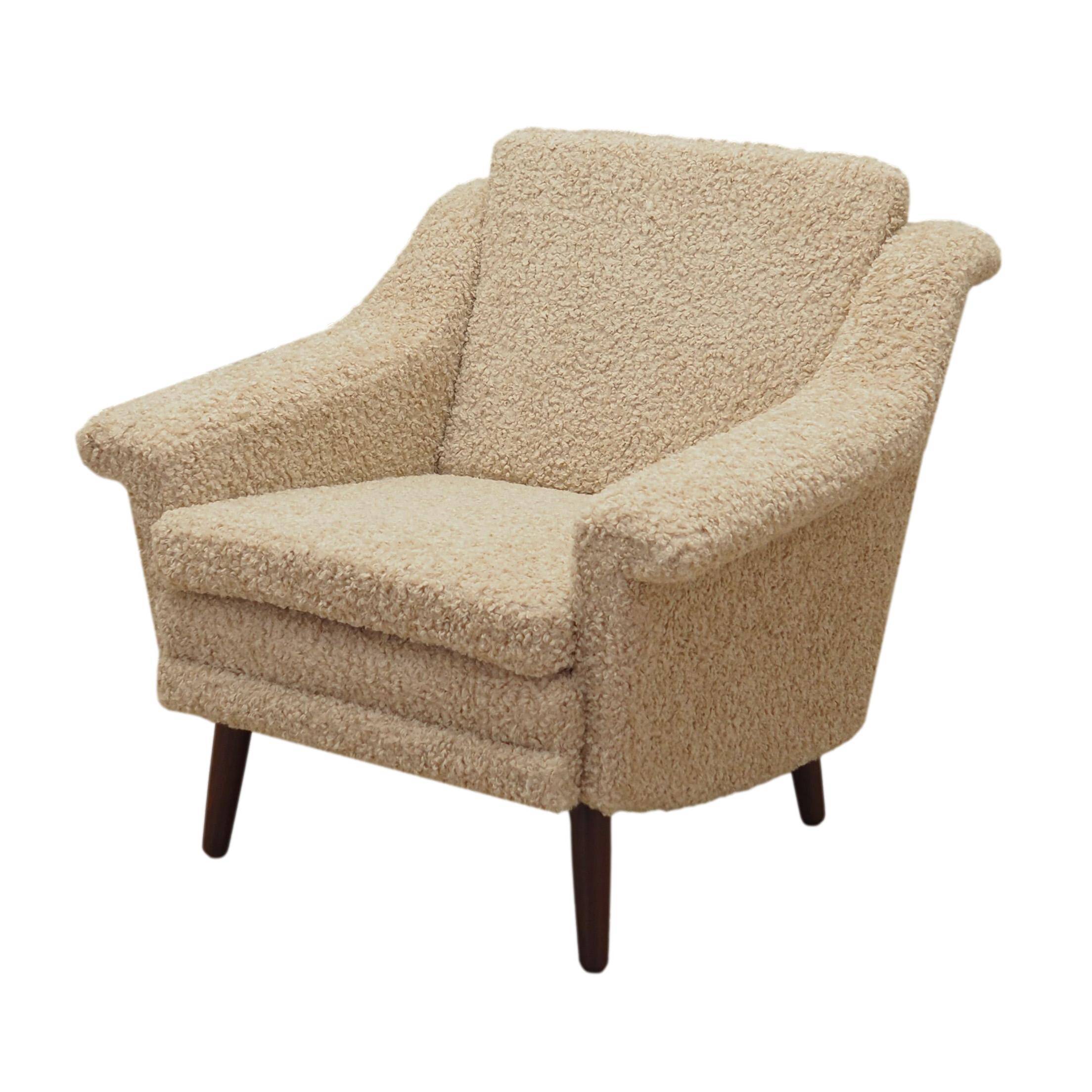 Fauteuil beige, design danois, années 1970, production : Danemark
