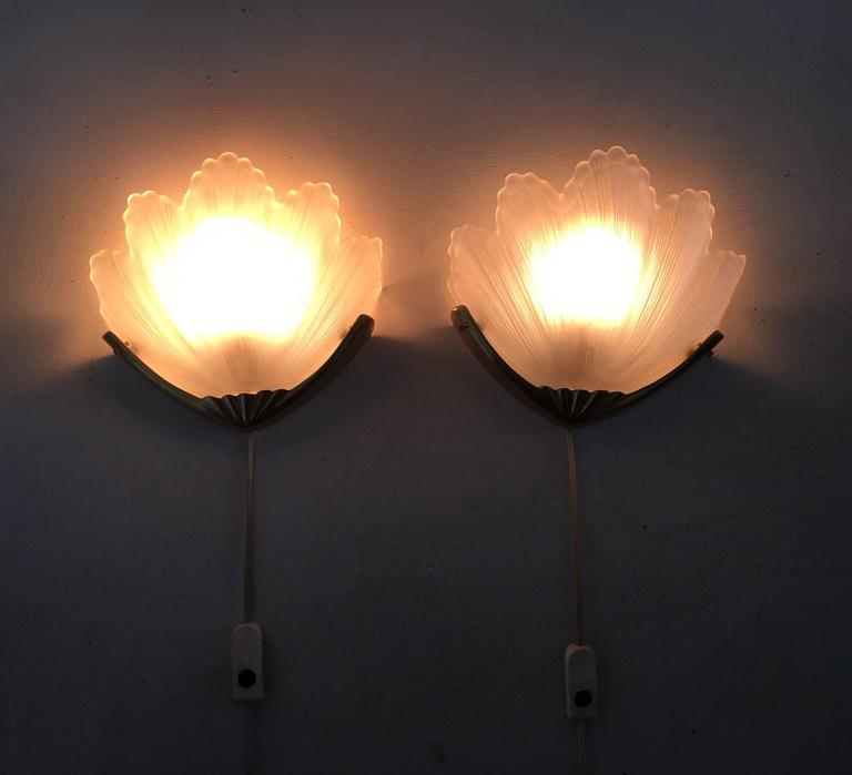 Sconces glass frosted metal golden years 1960-1970