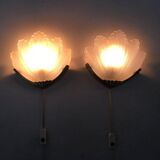 Sconces glass frosted metal golden years 1960-1970