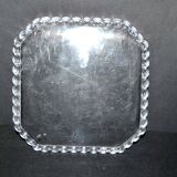Old square tray in molded glass - liquor or fruit service 21.5cm
