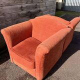 Pair of Art Deco style fabric club armchairs
