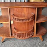 Bar pivotant années 50 en bois exotique, double face