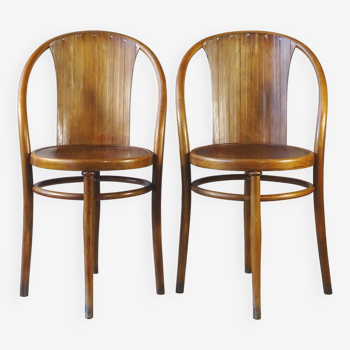 Pair of KOHN chairs/armchairs No. 143 circa 1905 curved wood bistro