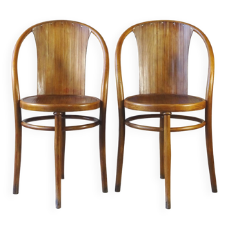 Pair of KOHN chairs/armchairs No. 143 circa 1905 curved wood bistro