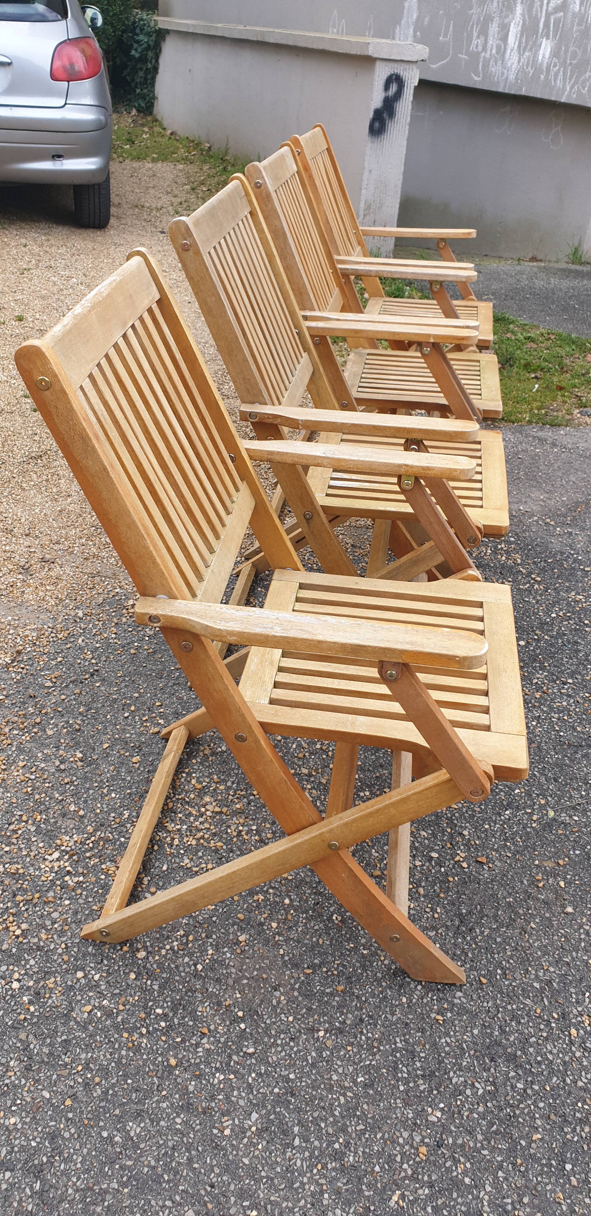 Teak garden armchairs
