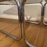 Vintage coffee table in chrome and smoked glass 70s
