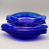 6 vintage LUMINARC France cobalt blue ice cream cups, "gourmet" model