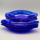 6 vintage LUMINARC France cobalt blue ice cream cups, "gourmet" model